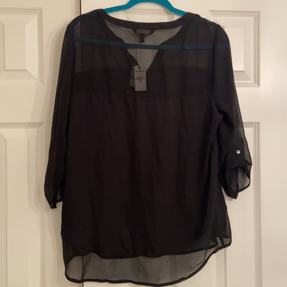 Express Black Mixed Media Blouse - Picture 4 of 4